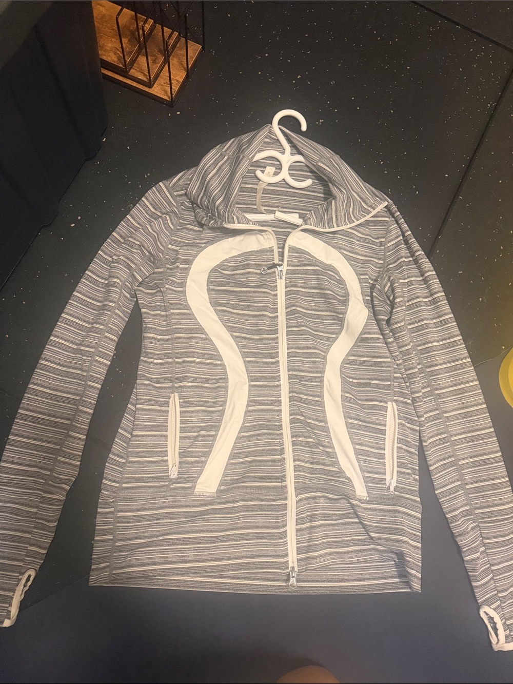 lululemon athletica Gray & White Striped Full-Zip Hoodie